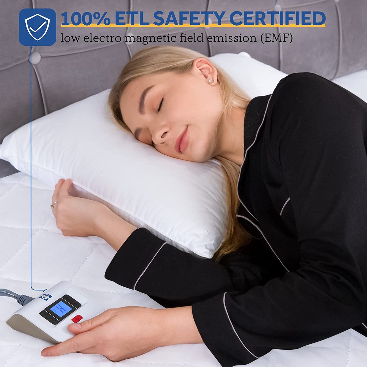Sealy 3M Scotchgard Heated Mattress Pad | Quilted Cotton Electric Bed Warmer with 10 Heat Setting Dual Controller | 1-12 Hours Auto Shut off | 17" Deep All around Elastic Pocket, Queen