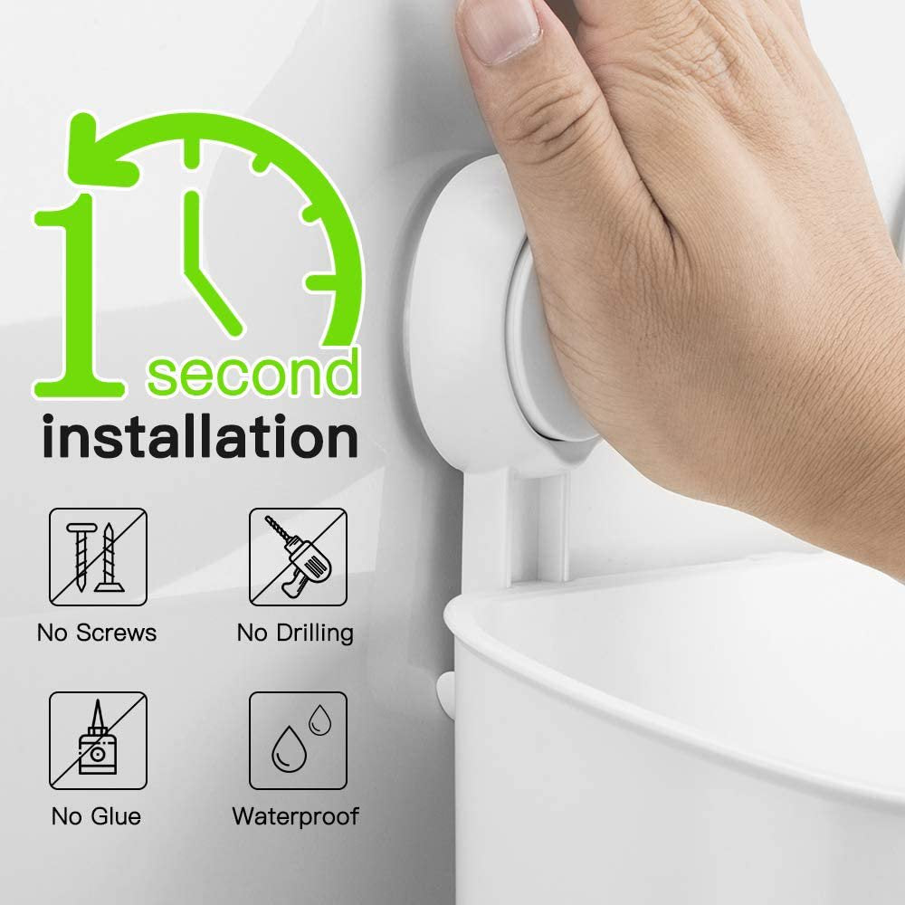 Shower Caddy, Waterproof Shower Caddy Suction Cup No-Drilling Removable Shower Shelf Powerful Heavy Duty Hold up to 22Lbs