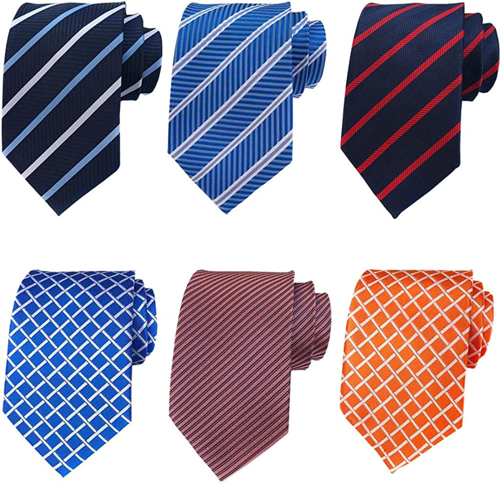 6 Pcs Men's Necktie Classic Silk Tie Woven Jacquard Neck Ties