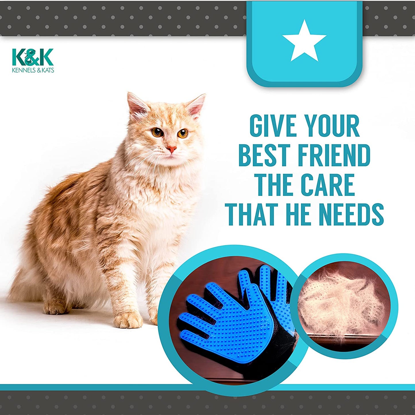 Grooming Glove | Deshedding Glove for Easy, Mess-Free Grooming | Grooming Mitt for Dogs, Cats, Rabbits & Horses with Long/Short/Curly Hair | Pet Hair Gloves for Pet Hair Removal