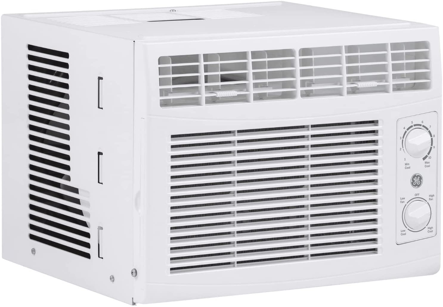 GE Air Conditioner for Window, 5,000 BTU, Easy Install Kit Included, Dual Mechanics Fan Power and Temperature Control Cools up to 150 Square Feet, 115 Volts, White