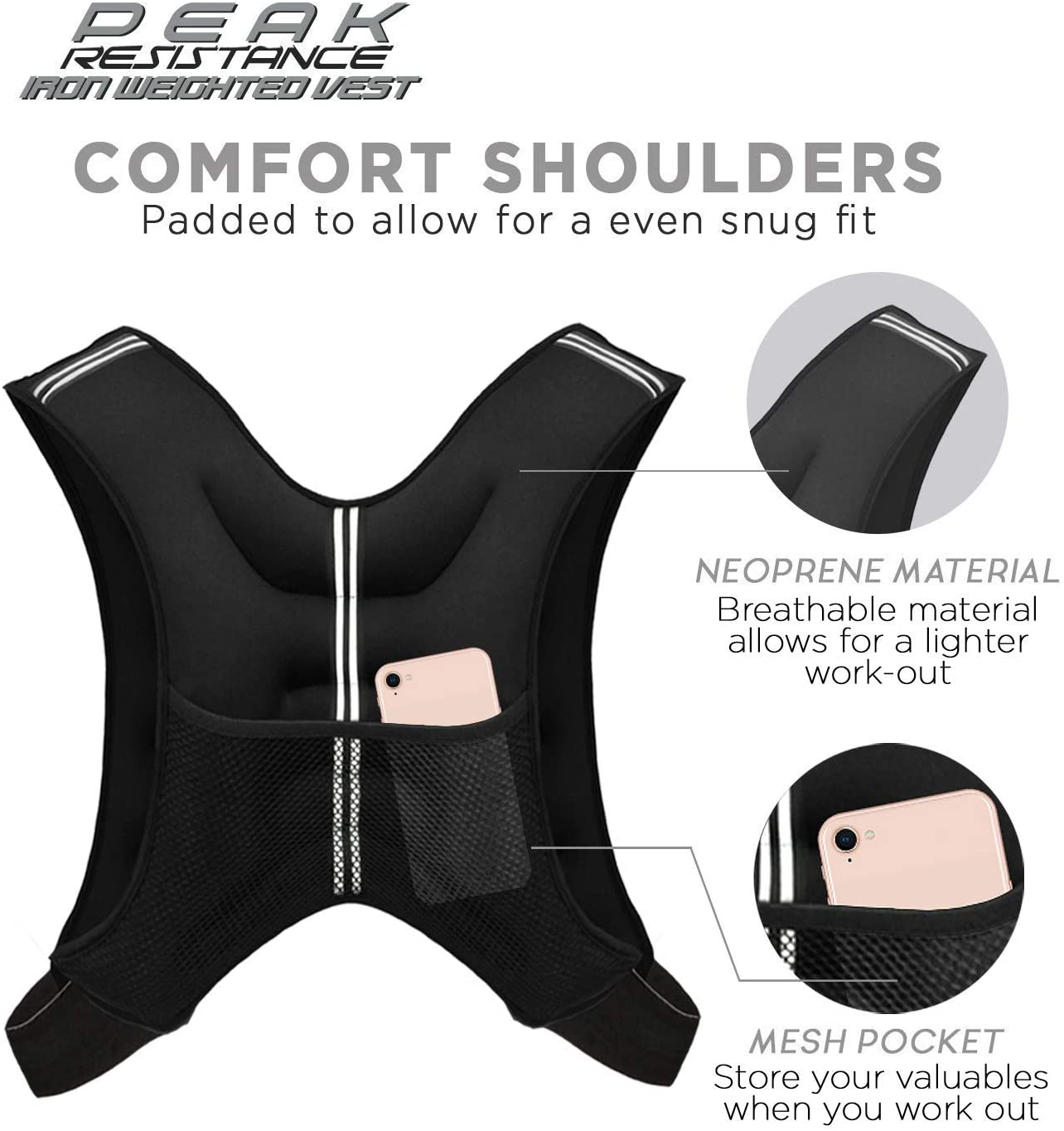 Aduro Sport Weighted Vest Workout Equipment, 4Lbs/6Lbs/12Lbs/20Lbs/25Lbs/30Lbs Body Weight Vest for Men, Women, Kids
