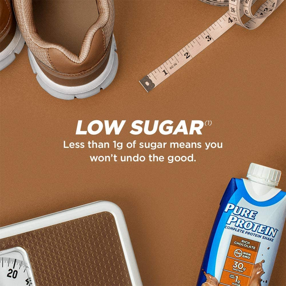 Pure Protein Chocolate Protein Shake, 30G Complete Protein, Ready to Drink and Keto-Friendly, Vitamins A, C, D, and E plus Zinc to Support Immune Health, 11Oz Bottles, 12 Pack