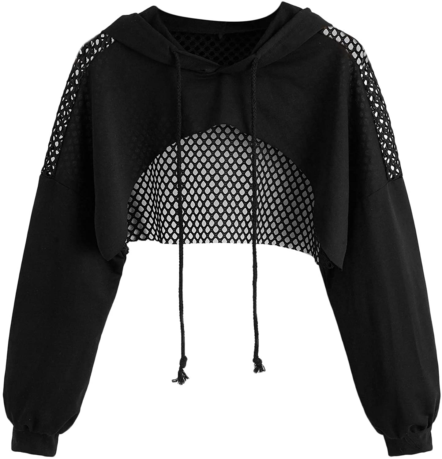 SweatyRocks Women's Casual Solid Cut Out Front Long Sleeve Pullover Crop Top Sweatshirt