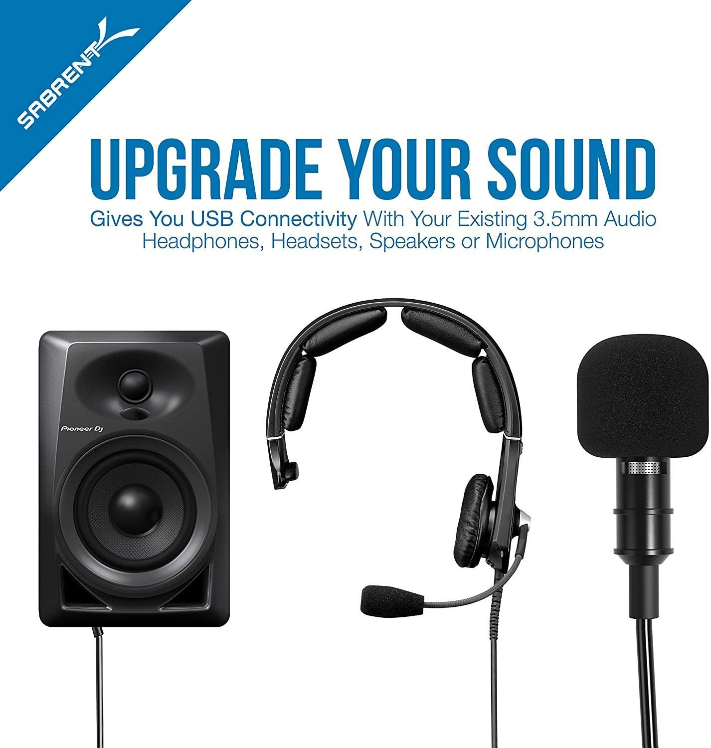 Sabrent USB External Stereo Sound Adapter for Windows and Mac. Plug and Play No Drivers Needed.