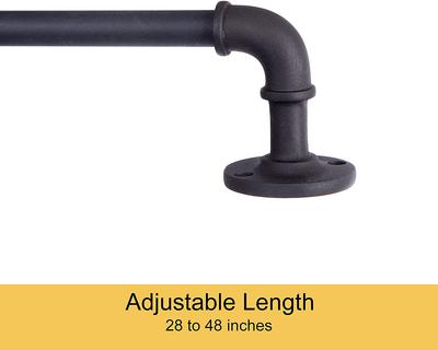 Kenney Adler Indoor/Outdoor Rust-Resistant Wrap Around Curtain Rod, 28-48", Black