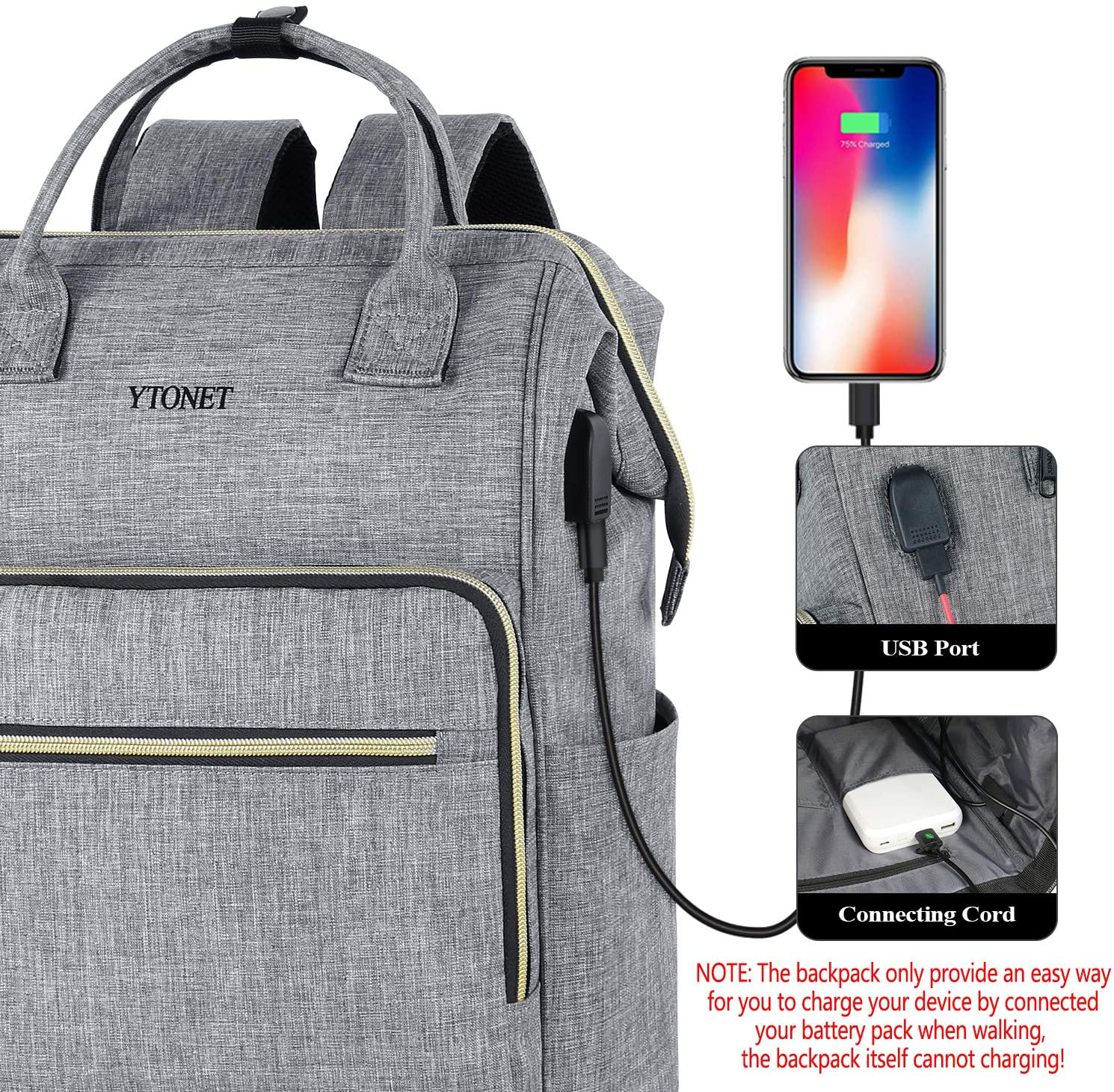 Laptop Backpack for Women Men, Travel Backpack for 15.6 Inch Laptop with RFID Pocket USB Charging Port