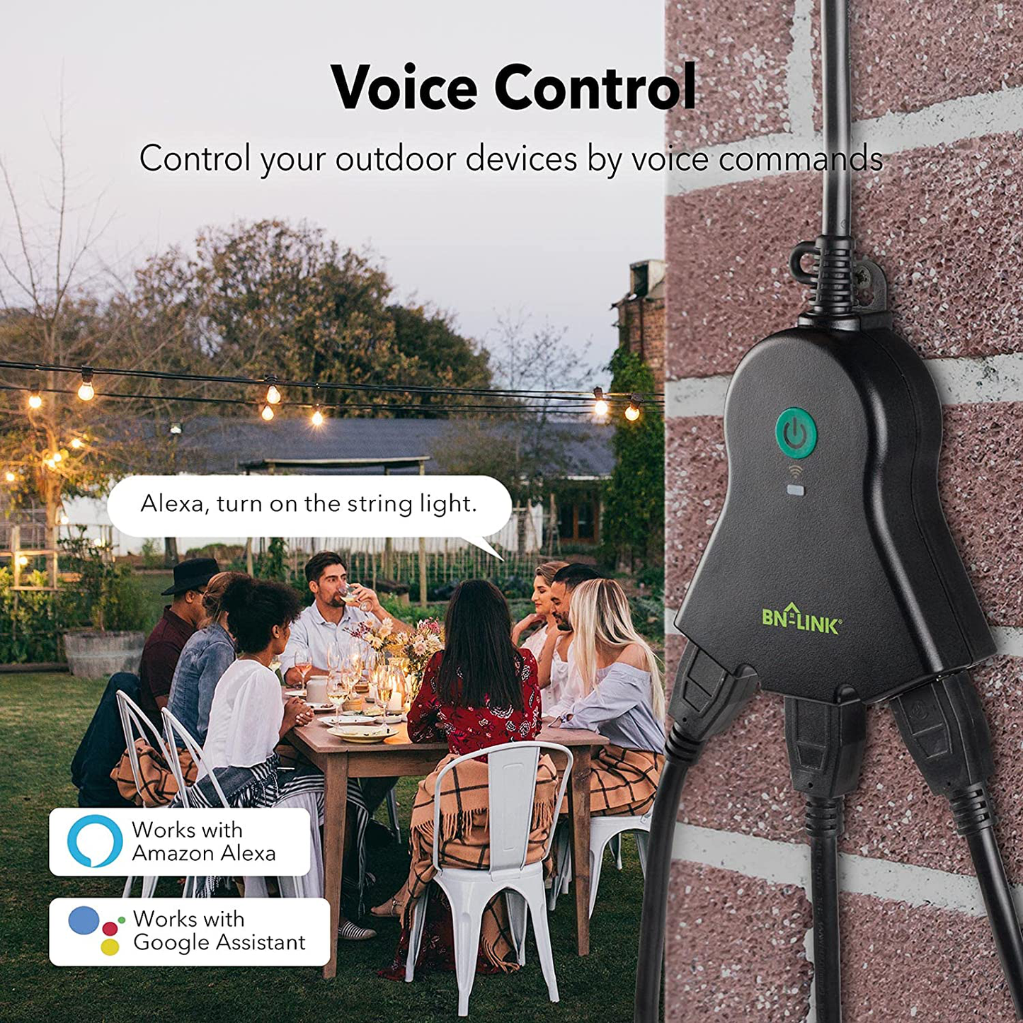 BN-LINK Smart Wifi Heavy Duty Outdoor Outlet, Timer and Countdown Function, No Hub Required for Outdoor Lights, Compatible with Alexa and Google Assistant (Outdoor) 2.4 Ghz Network Only