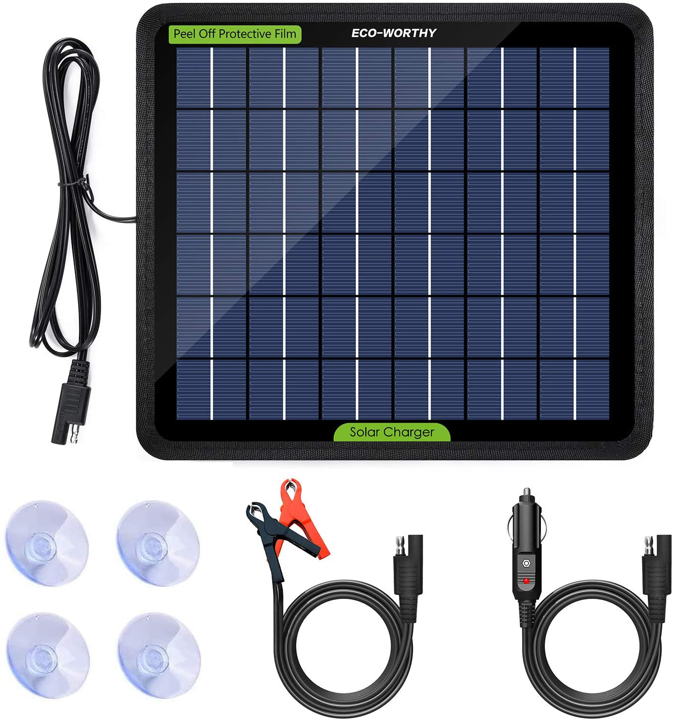 Solar Trickle Charger for 12V Batteries Portable Power Solar Panel Battery Charger Maintainer for Car Boat Marine Motorcycles Truck