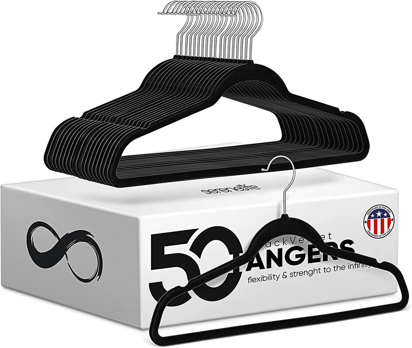 100 Pcs. of Velvet Non-Slip Clothes-Heavy Duty Coat Hanger Set with 360° Swivel Hook , 100 Pack, Brown