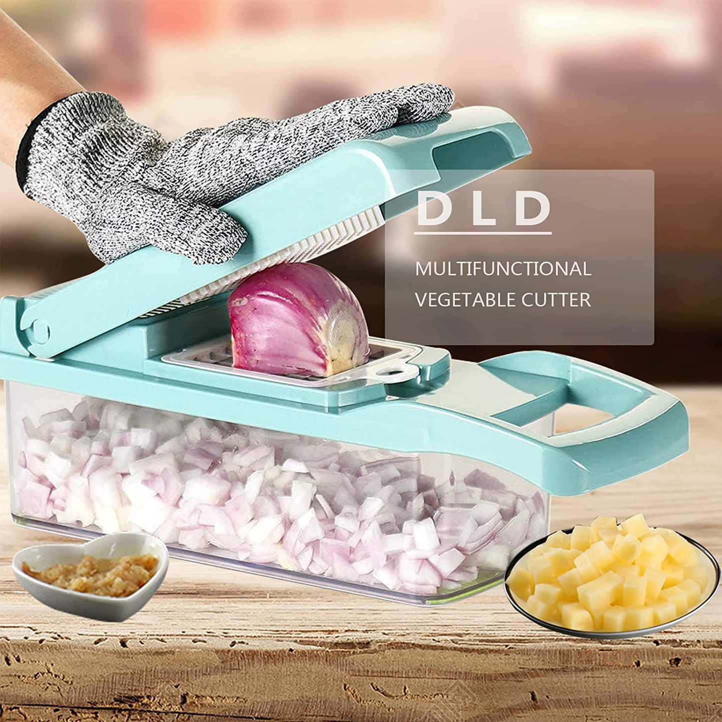 12-in-1 Multifunctional Mandoline Vegetable Chopper Slicer, Vegetable Chopper, Pro Food Chopper Vegetable Cutter and Dicers, Onion Chopper with Container, Vegetable Slicer and Chopper for - 7 Blades