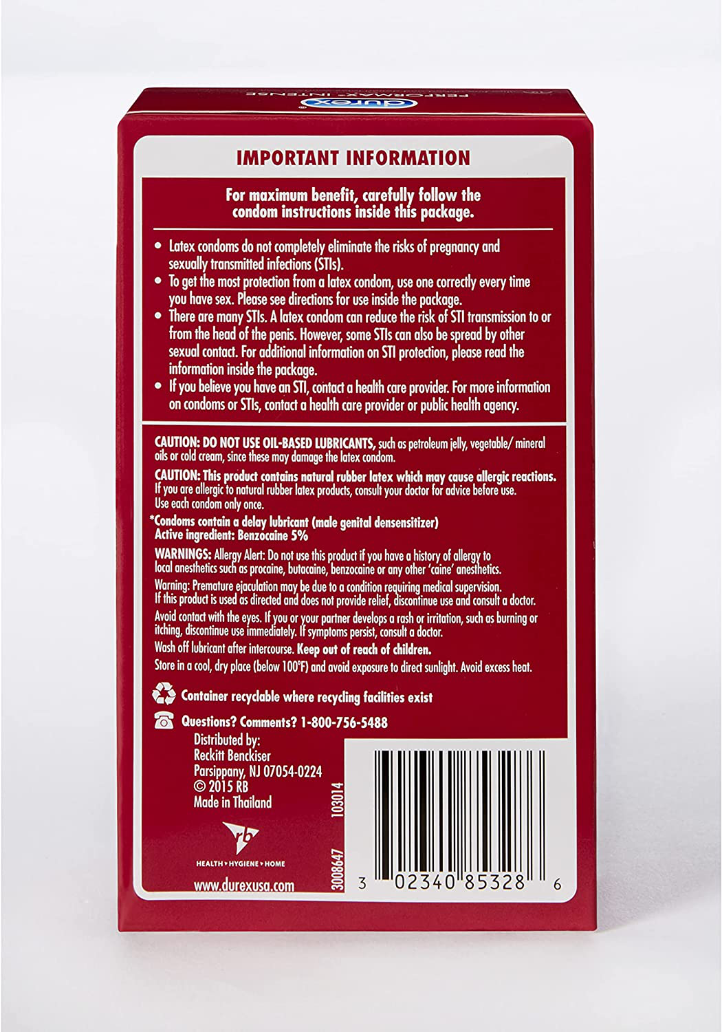 Durex Performax Intense Natural Rubber Latex Condoms, Contains Desensitizing Lube for Men, FSA & HSA Eligible