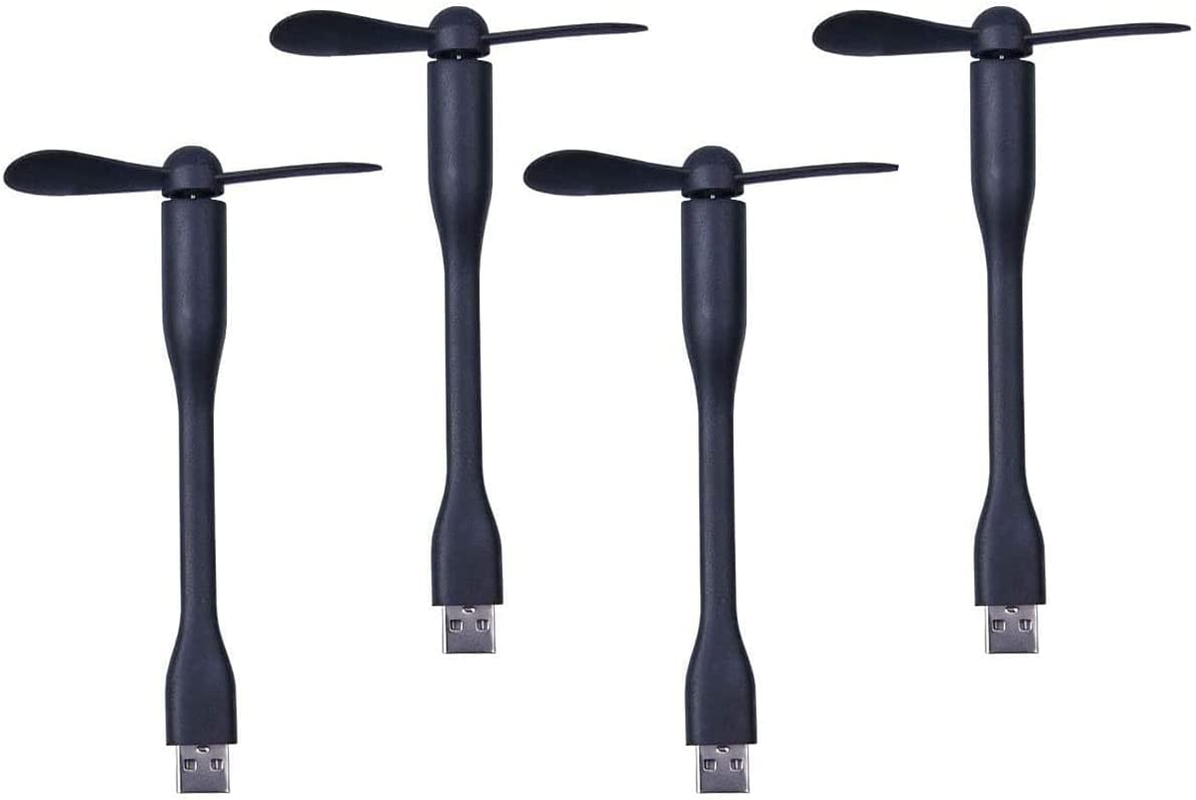 Mini USB Fan.Personal Portable Pocket Fan.Mini Fan for Mini Humidifier/Power Bank/Library/Cinema/Office/Outdoor Traveling/Camping/Fishing【4 PACK 】Black