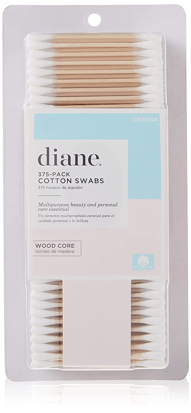 Diane Cotton Swabs - Pack of 375 – 100% Real Cotton Tip Sticks – Soft, Gentle on Face, Makeup, and Beauty Applicator, Nail Polish Removal – 3 Inches Long, DEE031