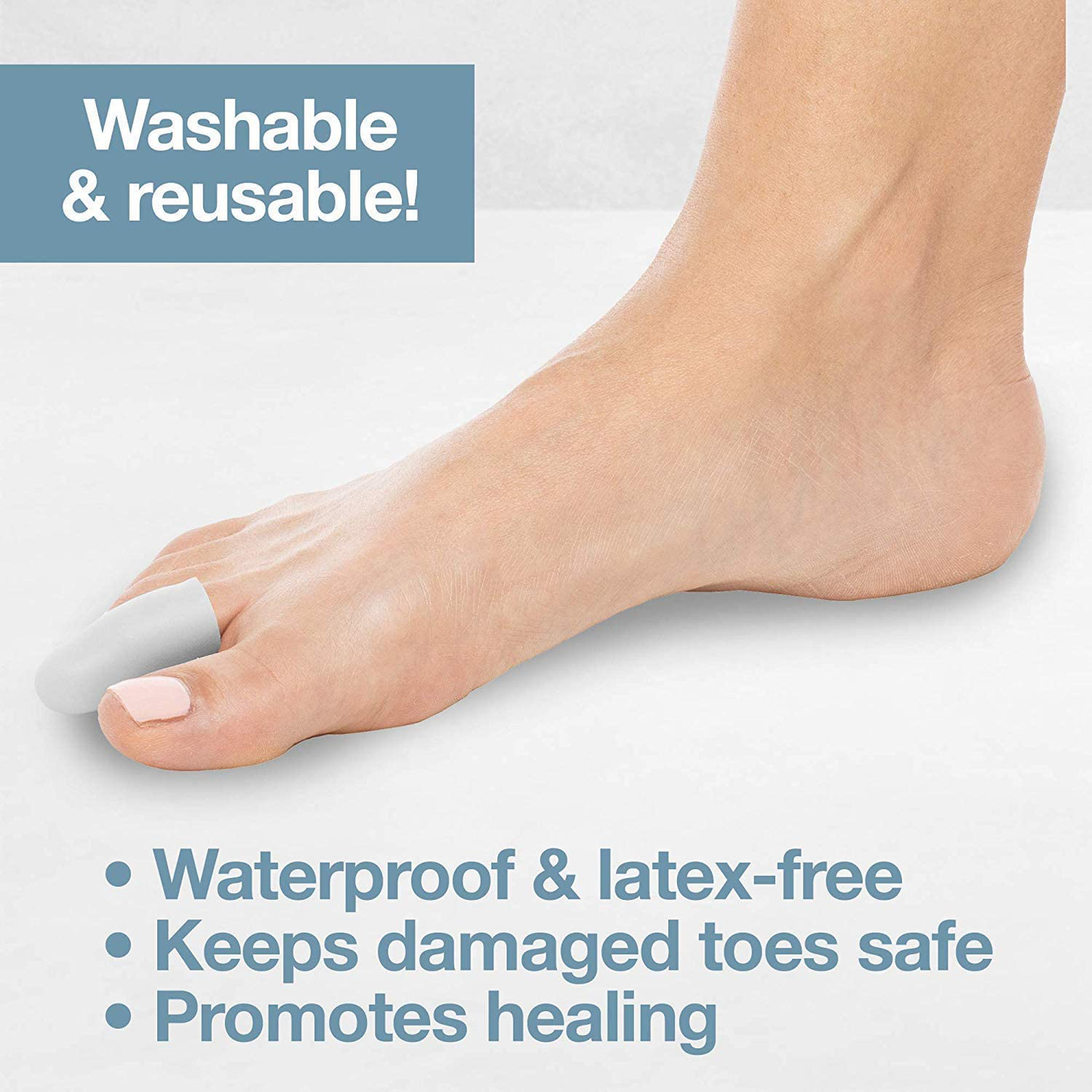 Zentoes 6 Pack Gel Toe Cap and Protector - Cushions and Protects to Provide Relief from Missing or Ingrown Toenails, Corns, Blisters, Hammer Toes (Small, White)