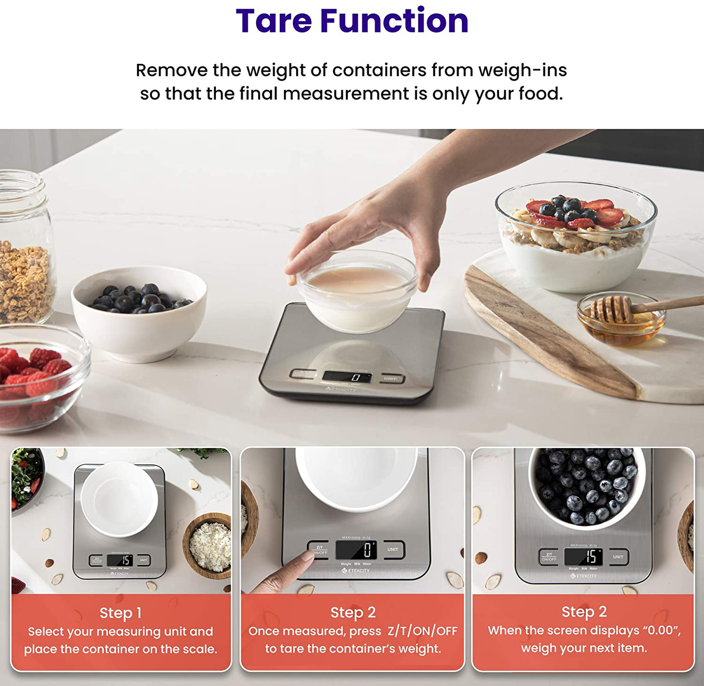 Etekcity Food Kitchen Scale, Digital Grams and Ounces for Weight Loss, Baking, Cooking, Keto and Meal Prep, Small, 304 Stainless Steel