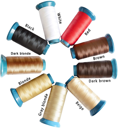 Weaving Thread High Strength Polyster Thread Size 210 D with 12 pcs of 9cm-C Type Needles/Curved hair Needles for Sew