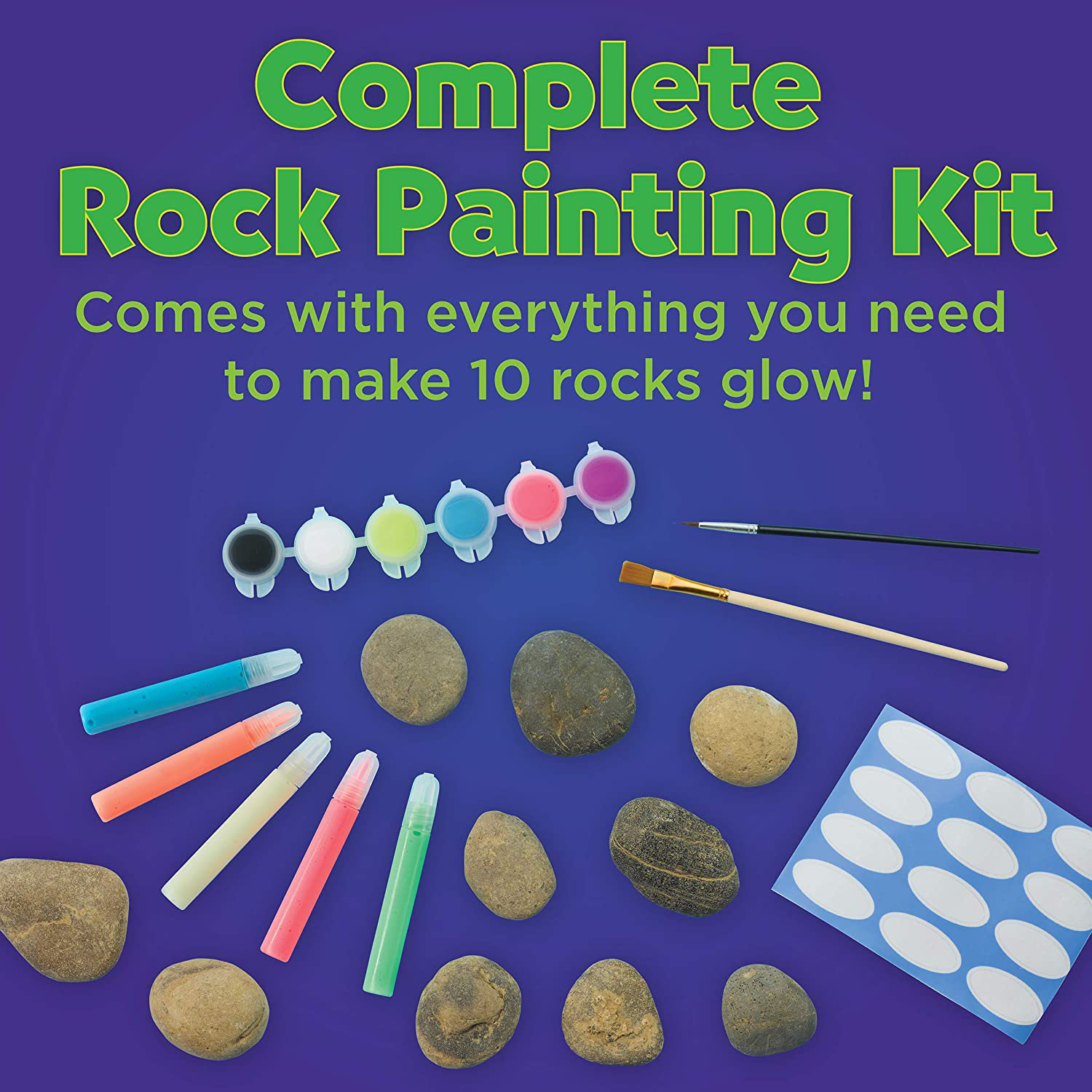 Creativity for Kids Rock Painting Kit - Paint 10 Rocks with Water Resistant Paint