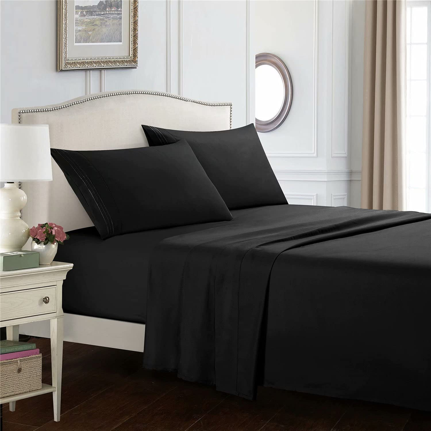 Bed Sheet Set 4 Piece Extra Soft Luxury Brushed Microfiber 1800 Thread Count with Deep Pockets