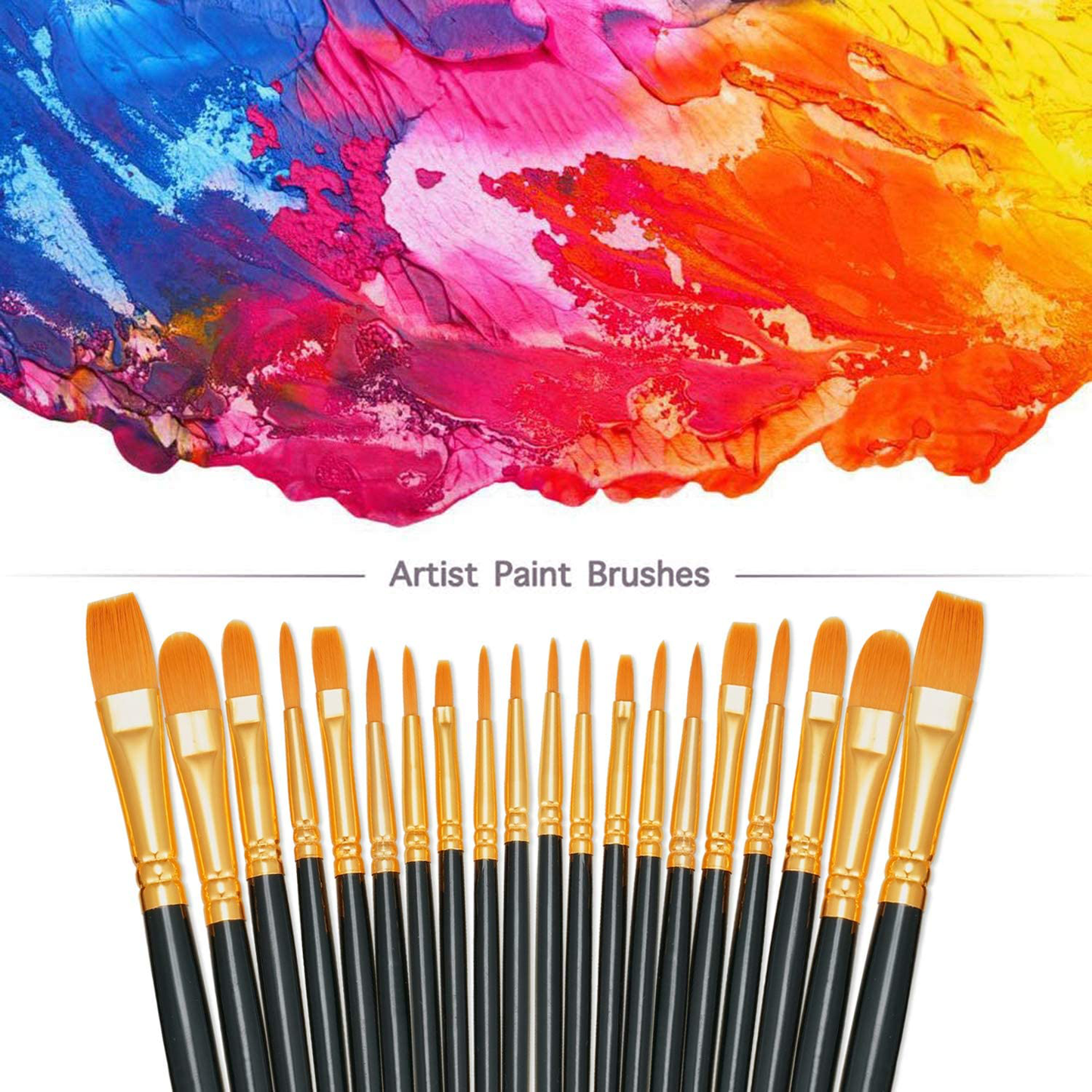 BOSOBO Paint Brushes Set, 2 Pack 20 Pcs Round Pointed Tip Paintbrushes Nylon Hair Artist Acrylic Paint Brushes for Acrylic Oil Watercolor, Face Nail Art, Miniature Detailing & Rock Painting
