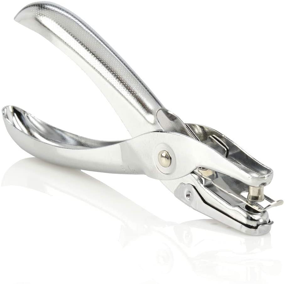 Hole Punch, Single Hole Puncher, 5 Sheet Capacity, Classic Office Paper Punch for Craft Paper, DIY Crafts, Perfect for Home Office School Supplies, Chrome