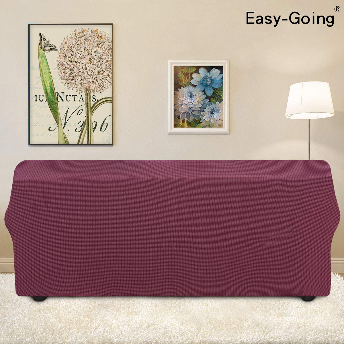 Easy-Going Stretch Sofa Slipcover 1-Piece Couch Sofa Cover Furniture Protector Soft with Elastic Bottom for Kids, Spandex Jacquard Fabric Small Checks(Sofa,Peacock Blue)