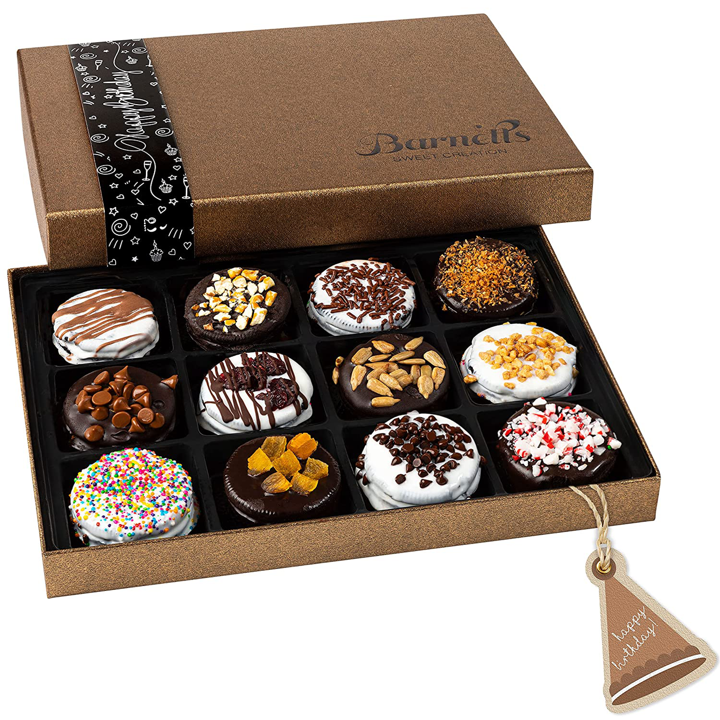 Barnett’S Chocolate Cookies Birthday Gift Basket for Women & Men Gourmet Happy Birthdays Cake Box Arrangements Husband Wife Mom Dad Unique Cookie Baskets Flavors Idea Boyfriend, Girlfriend
