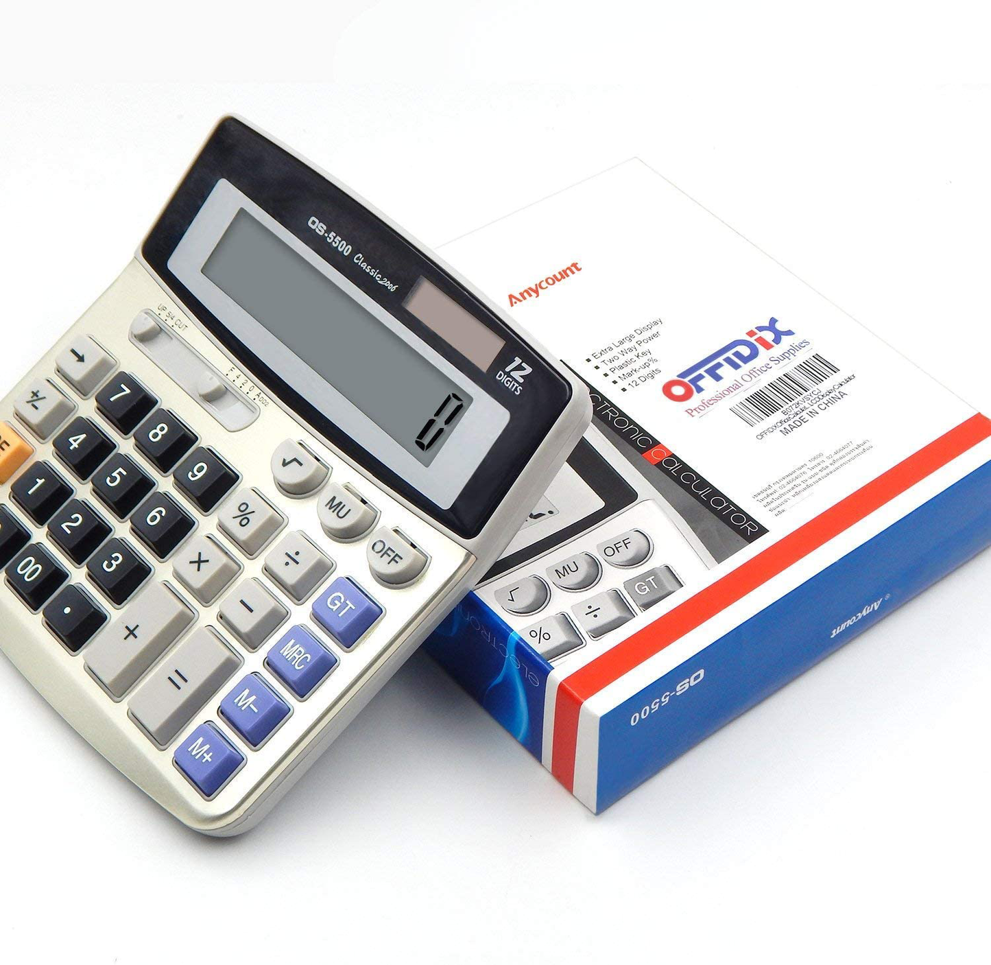 OFFIDIX Office Calculators Desktop Calculator,Basic Calculators, Solar Battery Dual Power Electronic Calculator Portable 12 Digit Large LCD Display Calculator Large Calculator