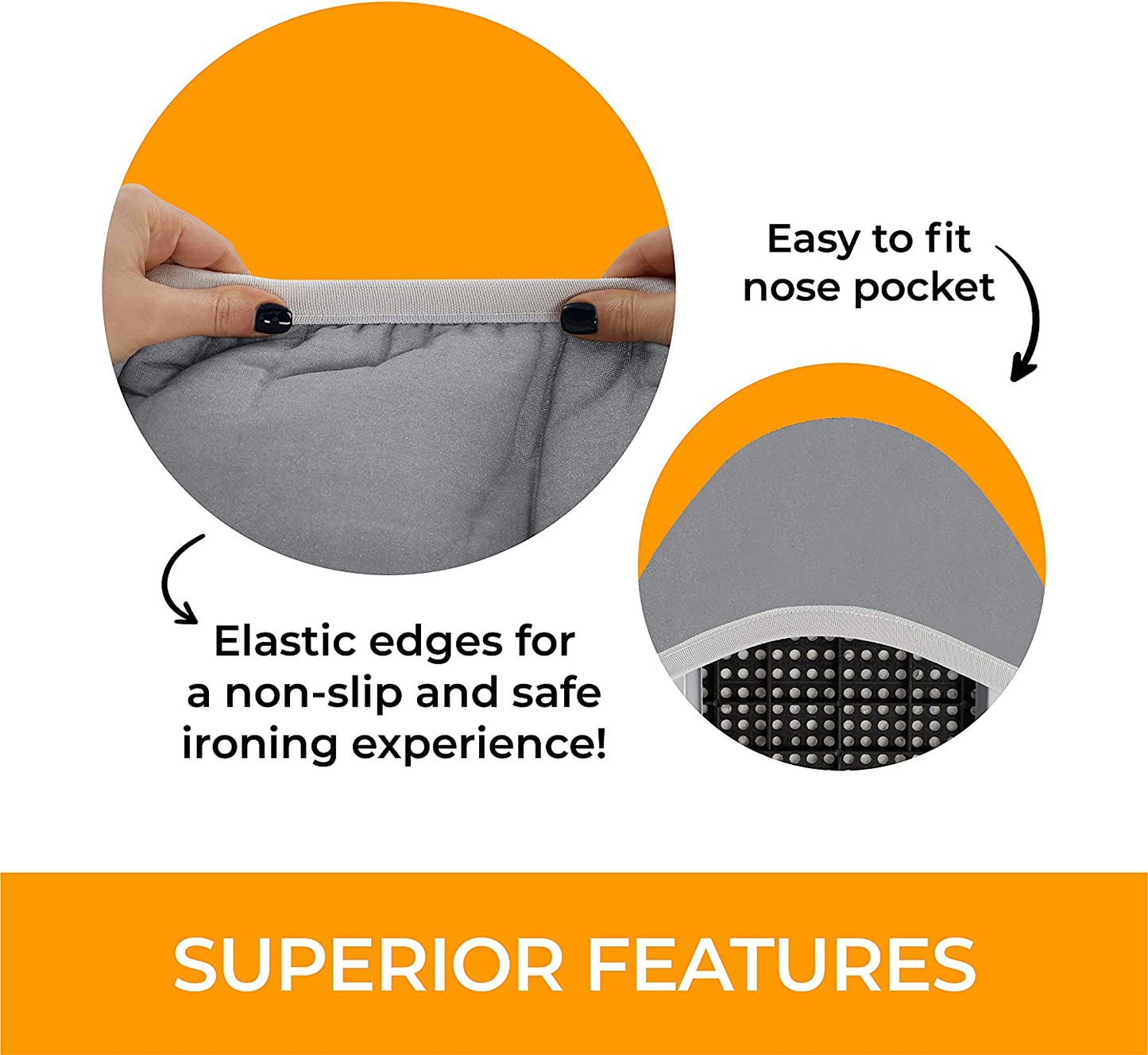 happhom Ironing Board Cover and Pad Extra Thick Heavy Duty Padded, Silver Coated Ironing Board Cover, Non Stick Scorch and Stain Resistant Standard Size 15x54 inch with Elasticized Edges (Soft Grey)
