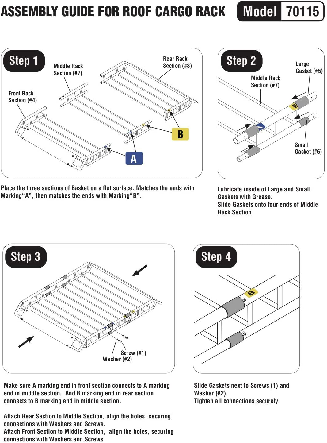 MaxxHaul 46" x 36" x 4-1/2" - 150 lb. Capacity - NOT Assembled 70115 Steel Roof Rack