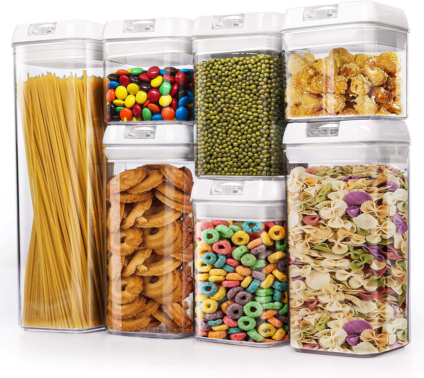HOMESTO Airtight Food Storage Container Set - BPA-Free - Kitchen Pantry Organization for Flour, Cereal with Improved Lids (7 Piece)