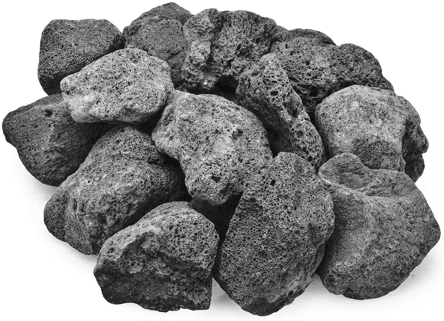 Skyflame 10LB Natural Lava Rocks for Fire Pits, Fire Tables, Fireplaces, Garden Landscaping Decoration, Indoor and Outdoor Use, 3"-5" Sizes, Black