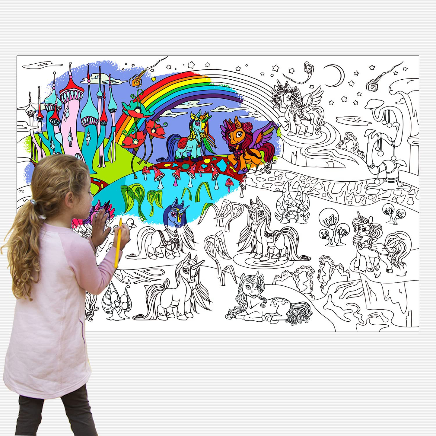 Alex Art, Large Coloring Poster - Arts and Crafts Unicorn - Jumbo Table Coloring Sheet - Giant Coloring Posters for Kids - Creative Fun Birthday Gifts for Girls - Extra Huge Big Page Wall Size