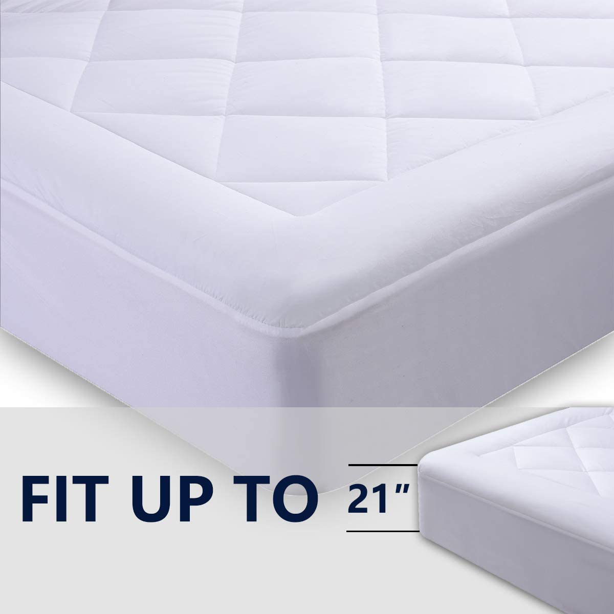 Hokly King Size Mattress Pad,Deep Pocket Protector Cover Down Fill Bed Topper with Snow Down Alternative Filler (Fit to 8-21 Inches Thickness Mattress)