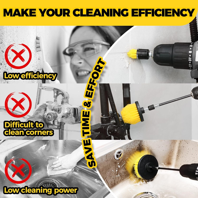 5 Pack Drill Brush Power Scrubber Cleaning Brush Attachment Set