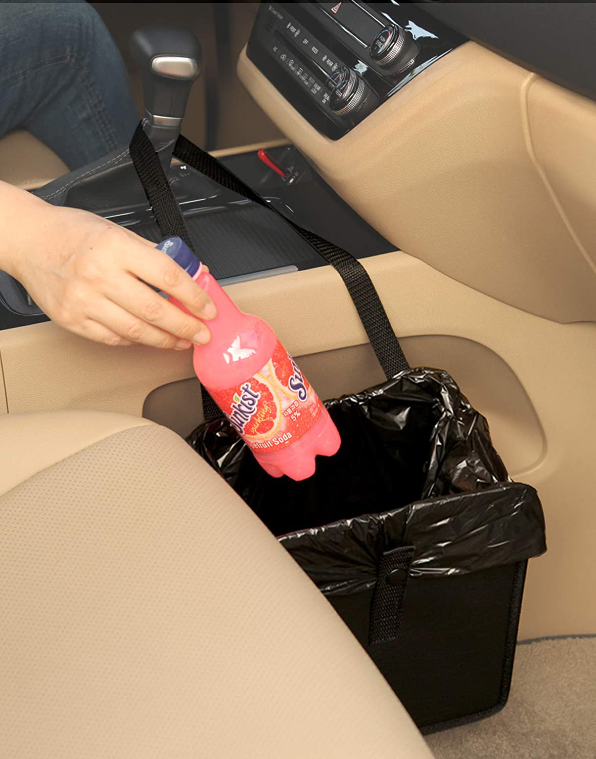 KMMOTORS Foldable Car Garbage Can Patented Car Waste Basket Comfortable Multifuntional