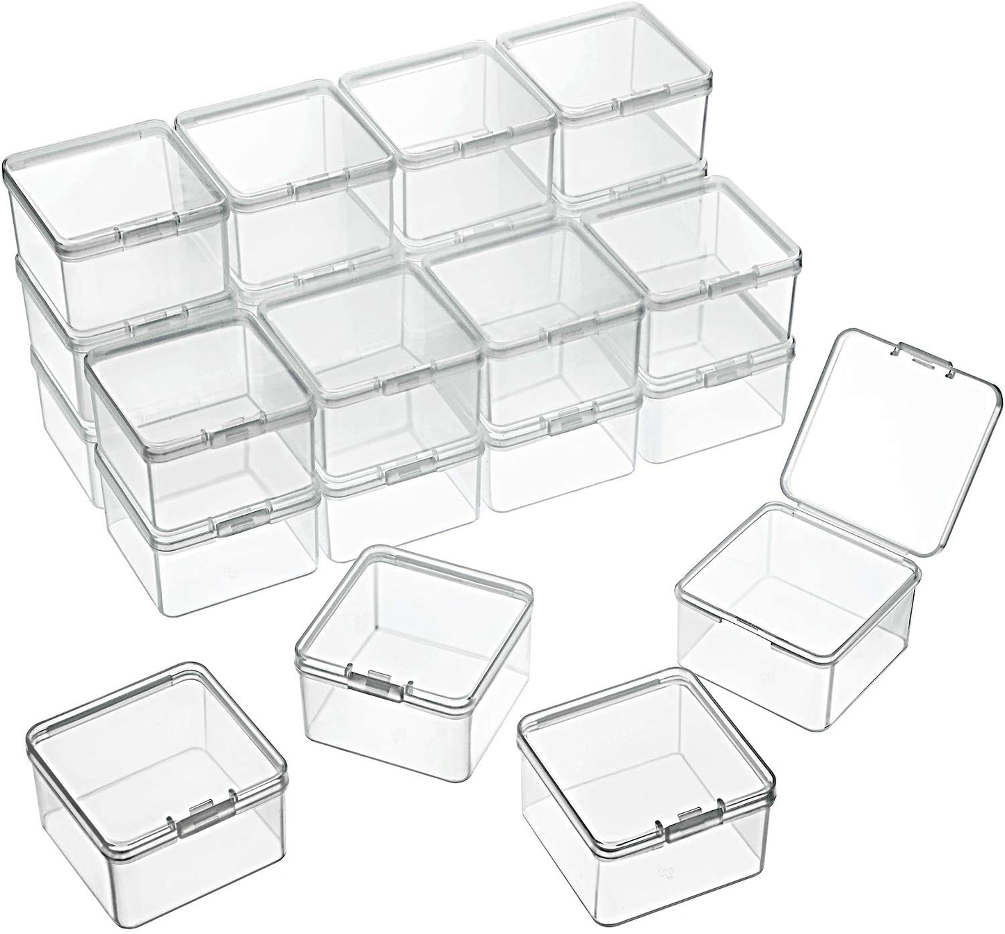 24 Packs Small Clear Plastic Beads Storage Containers Box with Hinged Lid for Storage of Small Items, Crafts, Jewelry, Hardware