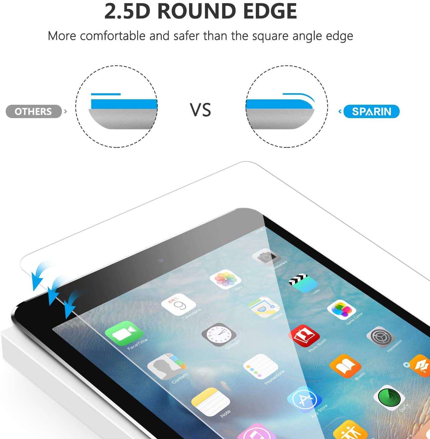 SPARIN 2 Pack Screen Protector Compatible with iPad 6th Generation/iPad Pro 9.7, Tempered Glass Screen Protector