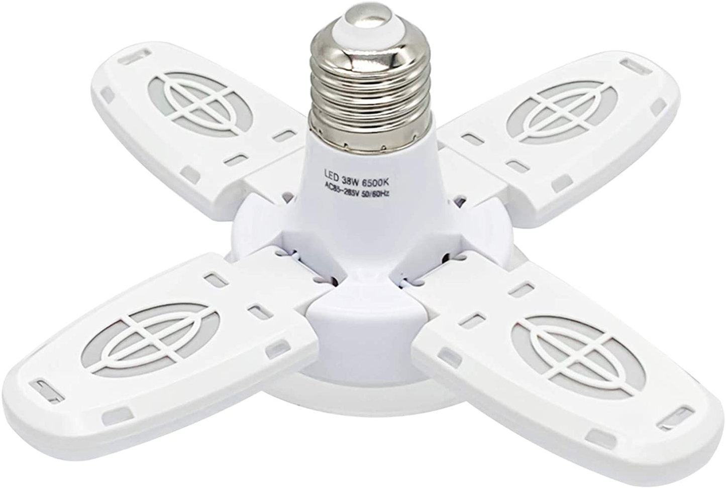 Goolrc 4-Pack Garage Lights Dimmable LED Garage Lights Ceiling, 38W 6000LM 6500K LED Garage Ceiling Lights with 4 Adjustable Panels for Garages, Workshop,Indoor, Outdoor, and Warehouse(E27/B22 LED)