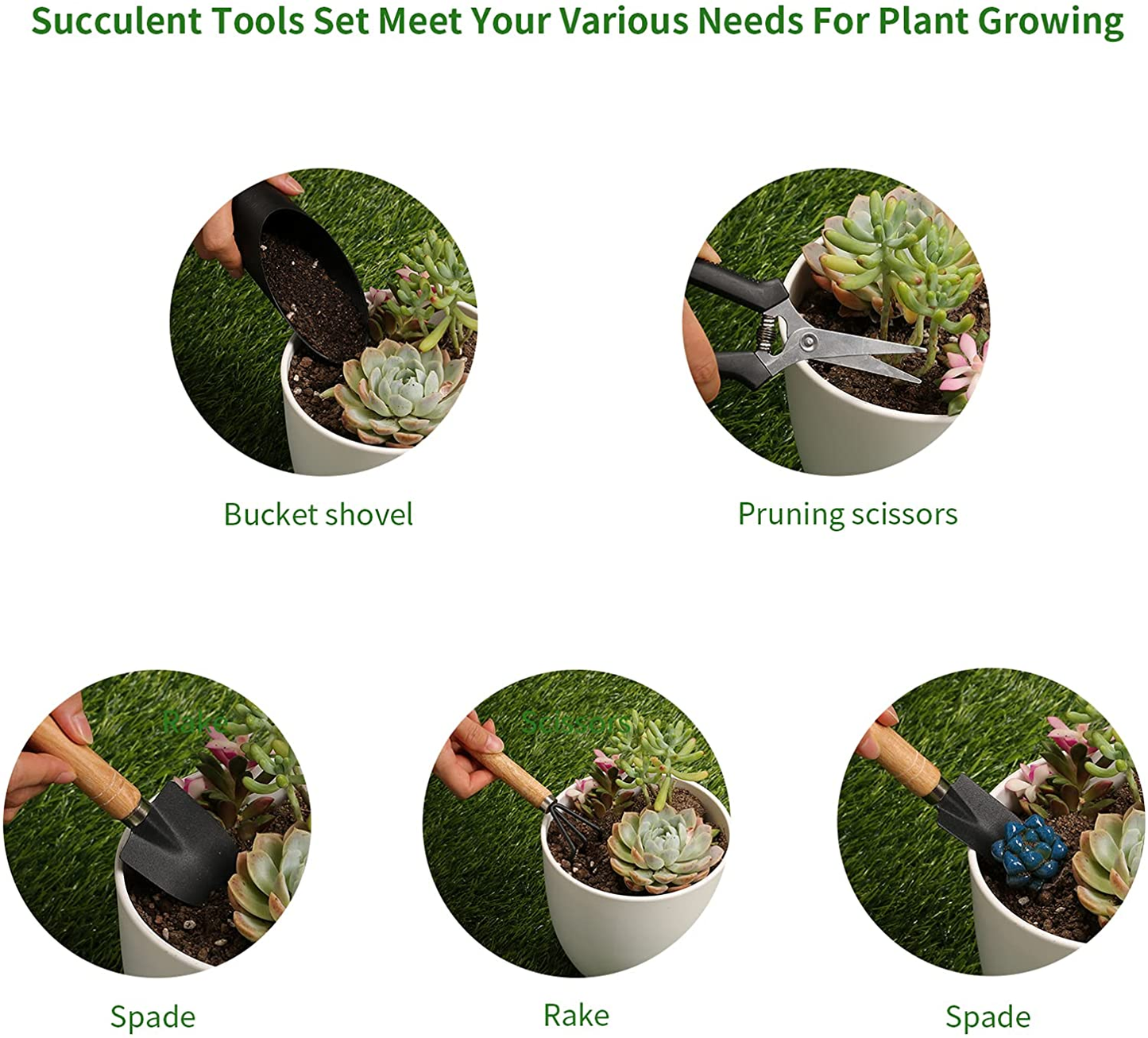 5Pcs Succulent Tools,Mini Garden Tools,Pruning Scissors as Plant Accessories,Succulent Gardending Hand Tools Kit for Seedling Soil,Caring Succulent,Houseplent,Bonsi,Gifts for Woman and Man