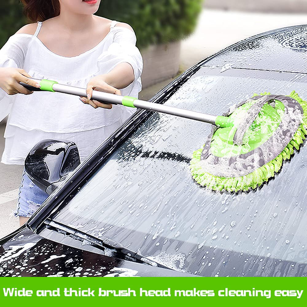 DIKSOAKR Car Wash Brush with Long Handle, Car Cleaning Kit Truck RV Wash Brush, No Hurt Paint No Scratch Cleaning Tool