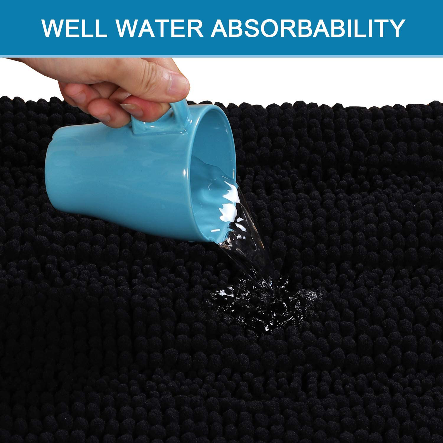 Extra Thick Striped Bath Rugs for Bathroom Anti-Slip Bath Mats Soft Plush Chenille Yarn Shaggy Mat Living Room Bedroom Mat Floor Water Absorbent