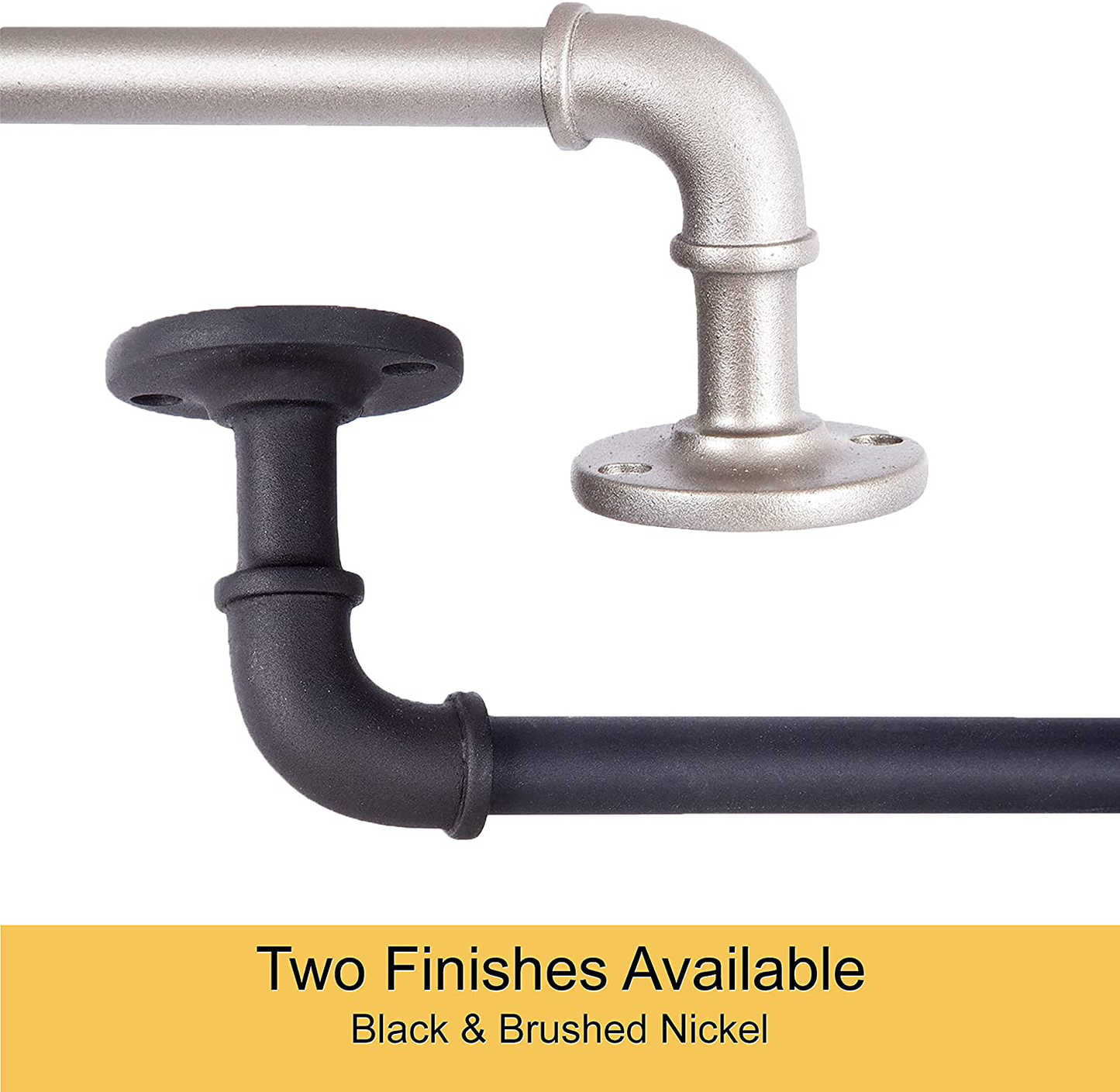 Kenney Adler 5/8" Indoor/Outdoor Rust-Resistant Wrap Around Curtain Rod, 48-84", Brushed Nickel