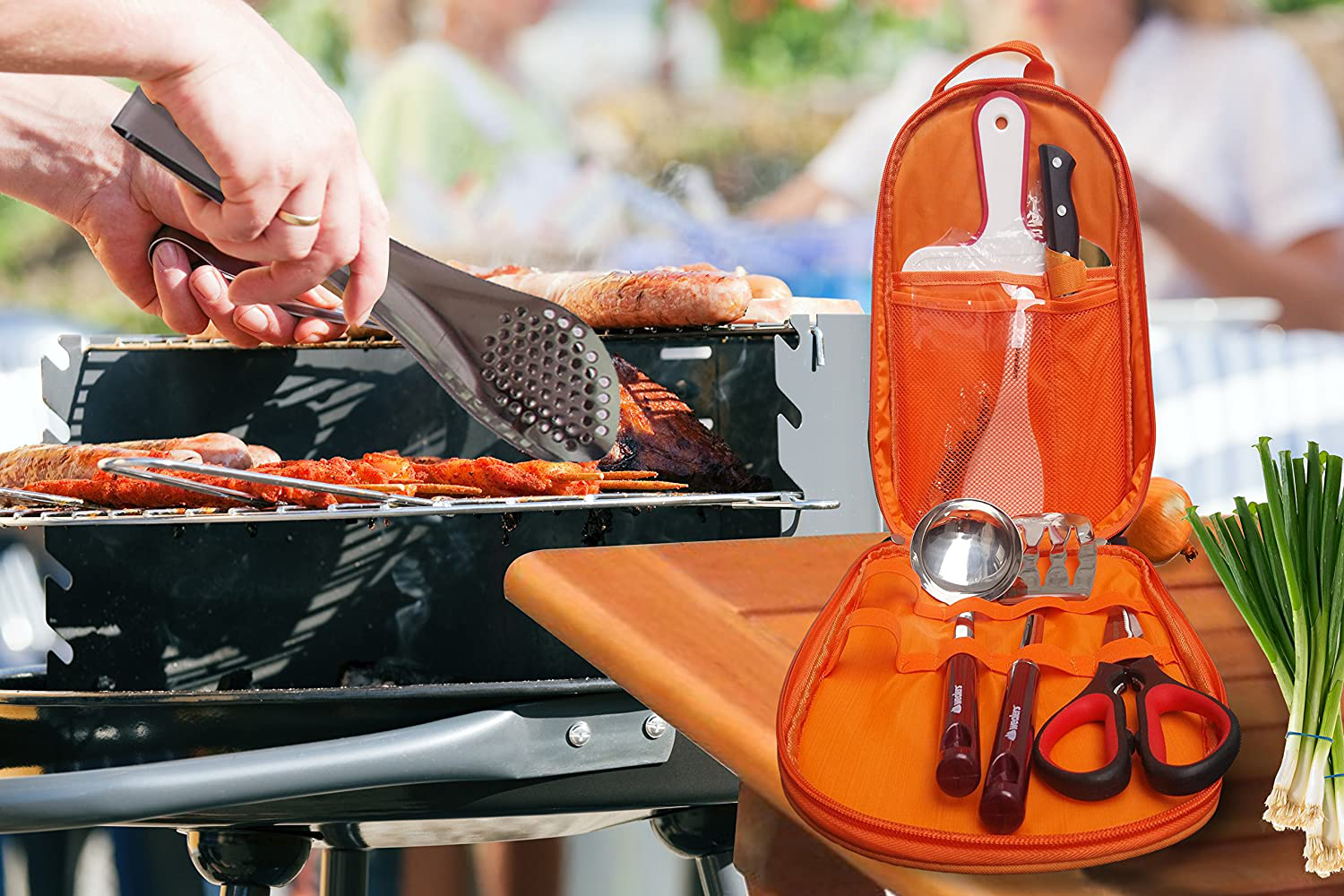 11 Piece Camp Kitchen Cooking Utensil Set Travel Organizer Grill Accessories Portable Compact Gear for Backpacking BBQ Camping Hiking Travel Cookware Kit Water Resistant Case