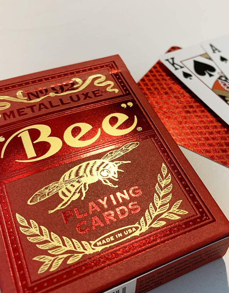 Bee Metalluxe Playing Cards - Red Foil Diamond Back, Standard Index