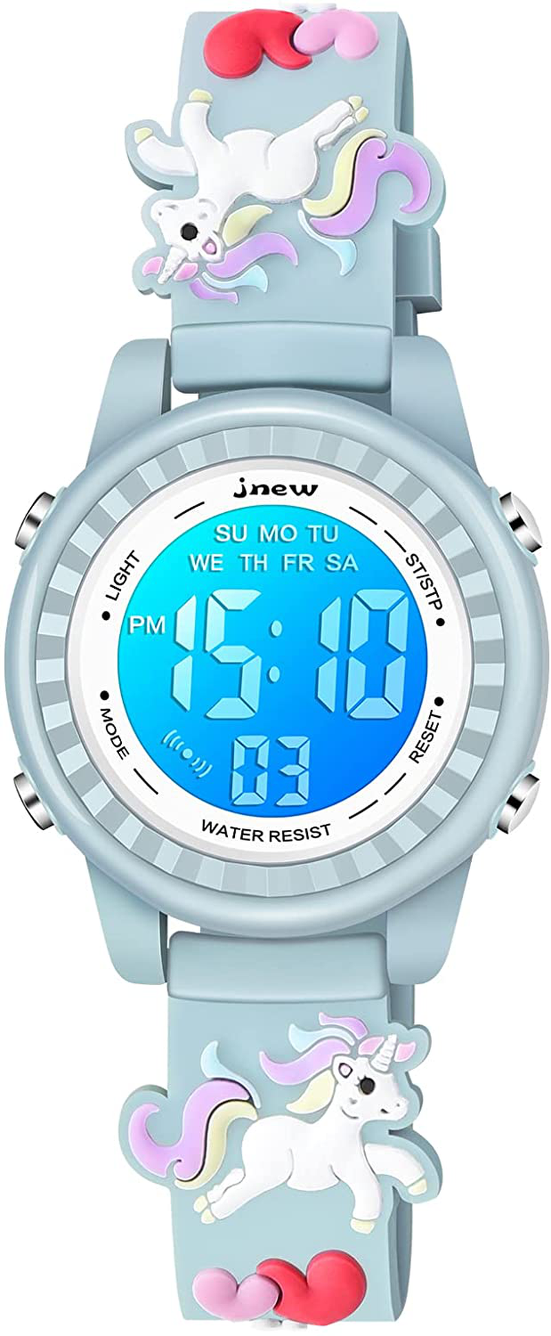 Venhoo Kids Watches 3D Cartoon Waterproof 7 Color Lights Toddler Wrist Digital Watch with Alarm Stopwatch for 3-10 Year Girls Little Child