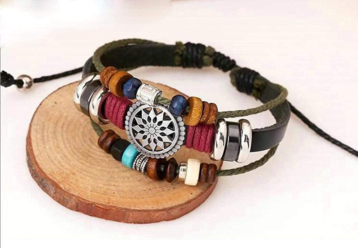 Vintage Bohemia Beaded Bracelet, Multilayer Hand Woven Wristbands, Hemp Cords Wrap Bracelet Jewelry for Men and Women