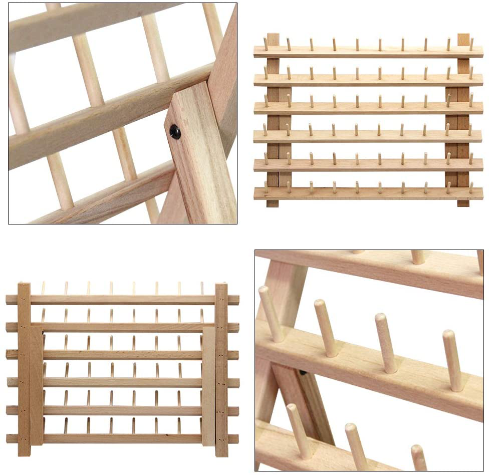 SAND MINE Wooden Thread Rack Sewing and Embroidery Thread Holder, 60 Spools