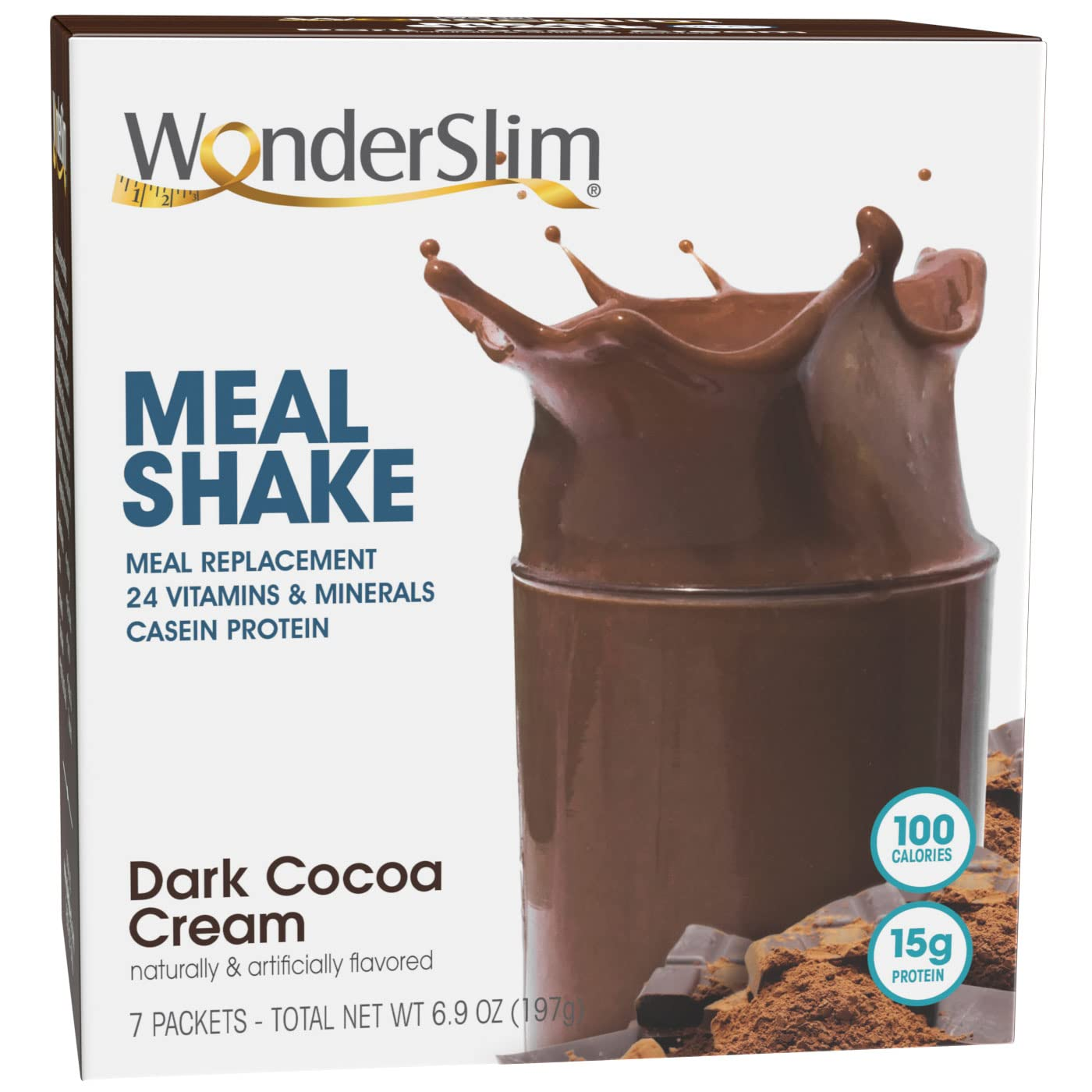 Wonderslim Meal Replacement Shake, Chocolate Cream - 24 Vitamins & Minerals, 15G Protein (7Ct)