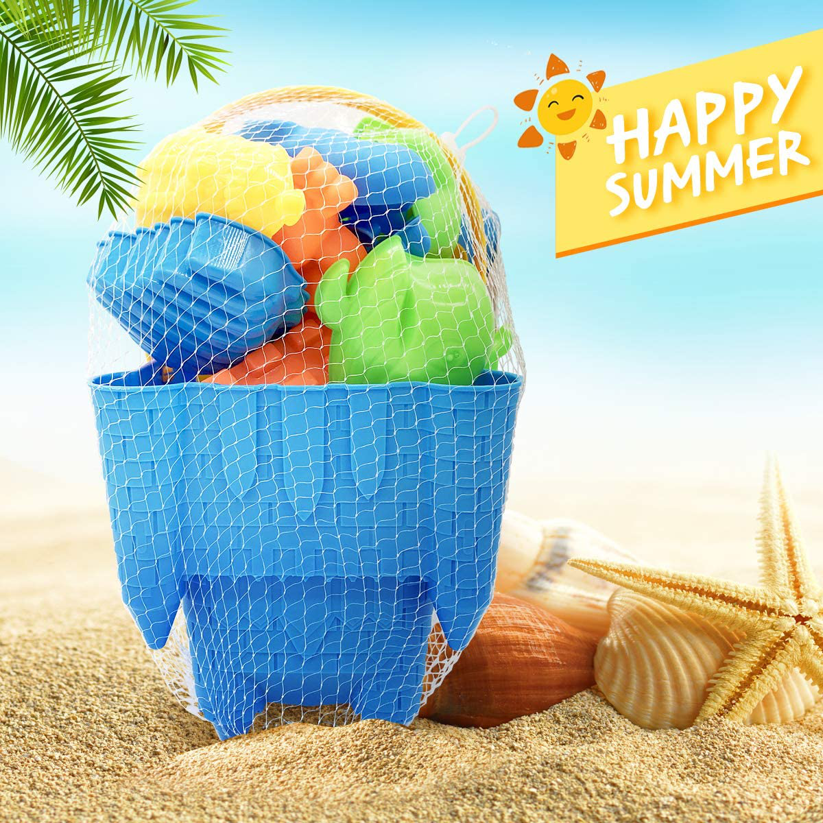 Kids Beach Sand Toys Set, 27pcs Beach Toys Castle Molds Sand Molds, Beach Bucket, Beach Shovel Tool Kit, Sandbox Toys for Toddlers, for Toddlers Kids Outdoor Indoor Play Gift 1 Bonus Mesh Bag Include